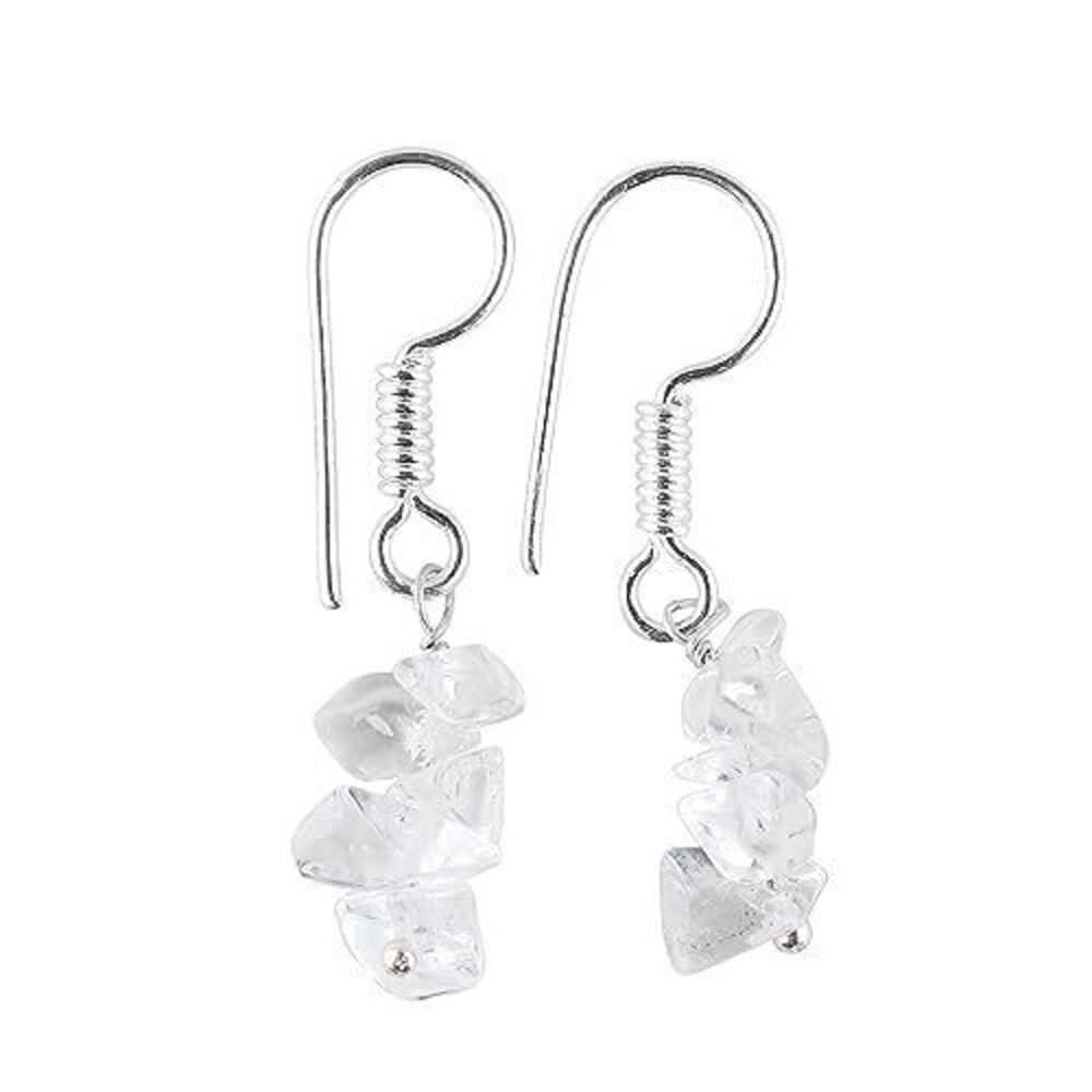 9389 Handmade Clear Quartz Chips Earrings – Genuine Clear Quartz – Clarity